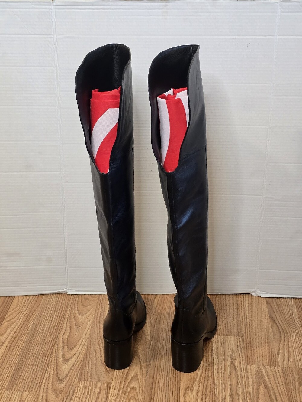 J.Crew Leather Over the Knee Boots Women's Size 7 Black Block Heel Riding - Picture 6 of 12